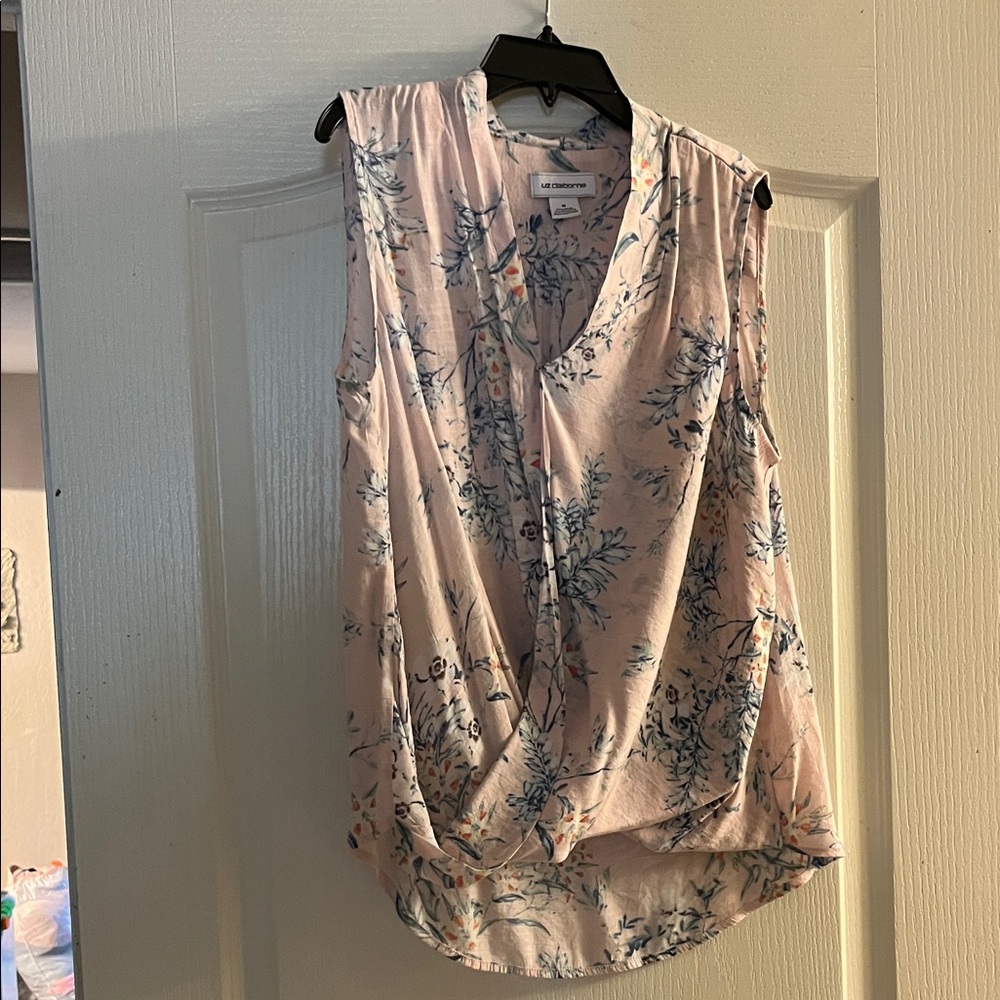 Liz Claiborne Pink and Blue Floral Blouse